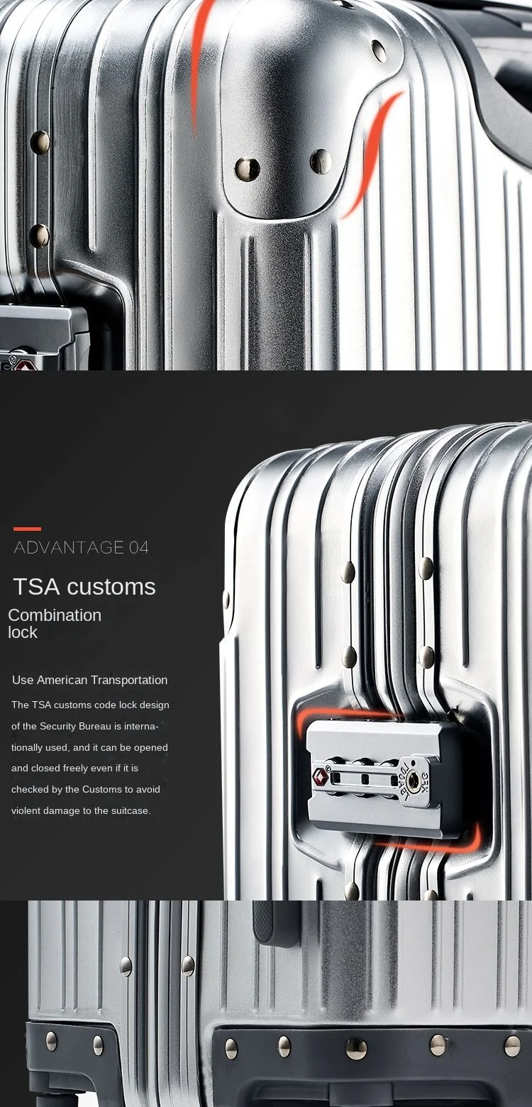 Independent design 100% Aluminum-magnesium Material High Quality 20/24/26/28 Size Travel Luggage Spinner Brand Travel Suitcase