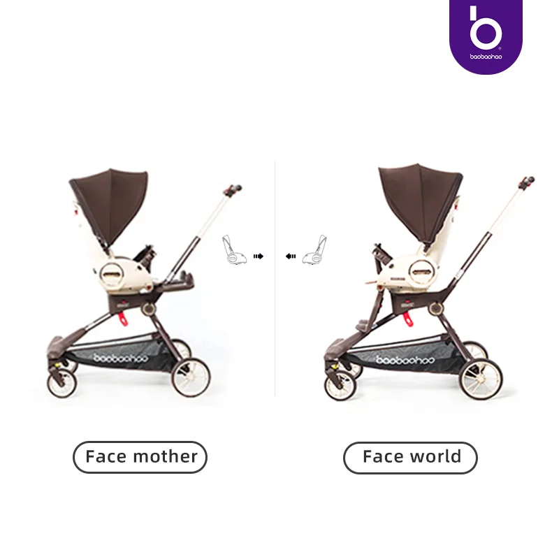 Gendongan Kereta Dorong Bayi dengan Tempat Duduk Pinggul Tipis Anak Antik Kereta Bayi Retro Perjalanan Bayi Kereta Dorong Kanopi Penuh Dapat Duduk dan Berbaring 0 Bulan