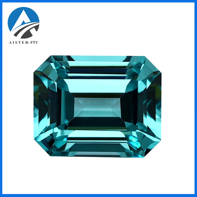 Neon Blue Lab Grown Paraiba Gemstone Emerald Cut Synthetic Sapphire Gemstones Loose Precious Stones