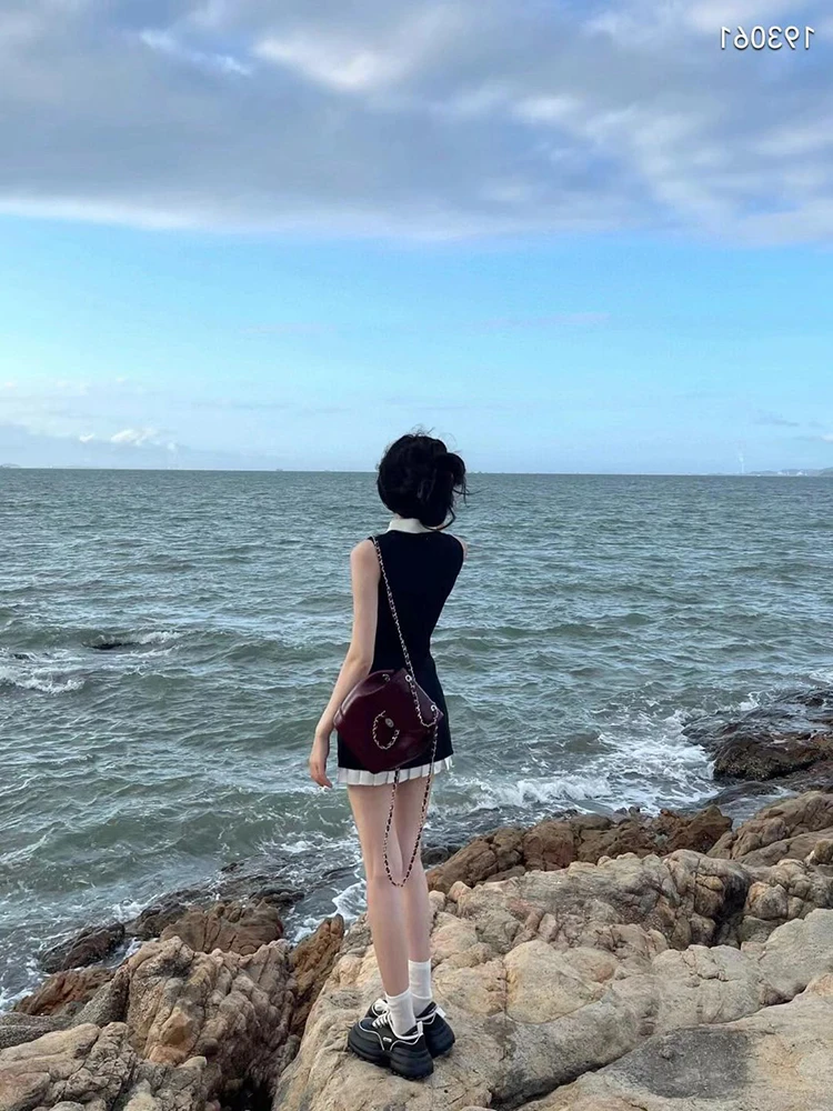 Bla A-Line Dr con design ingombrante in vita Svel Gonna a pois Coreano Sle Pendolarismo Colore puro Nuovo arrivo estivo