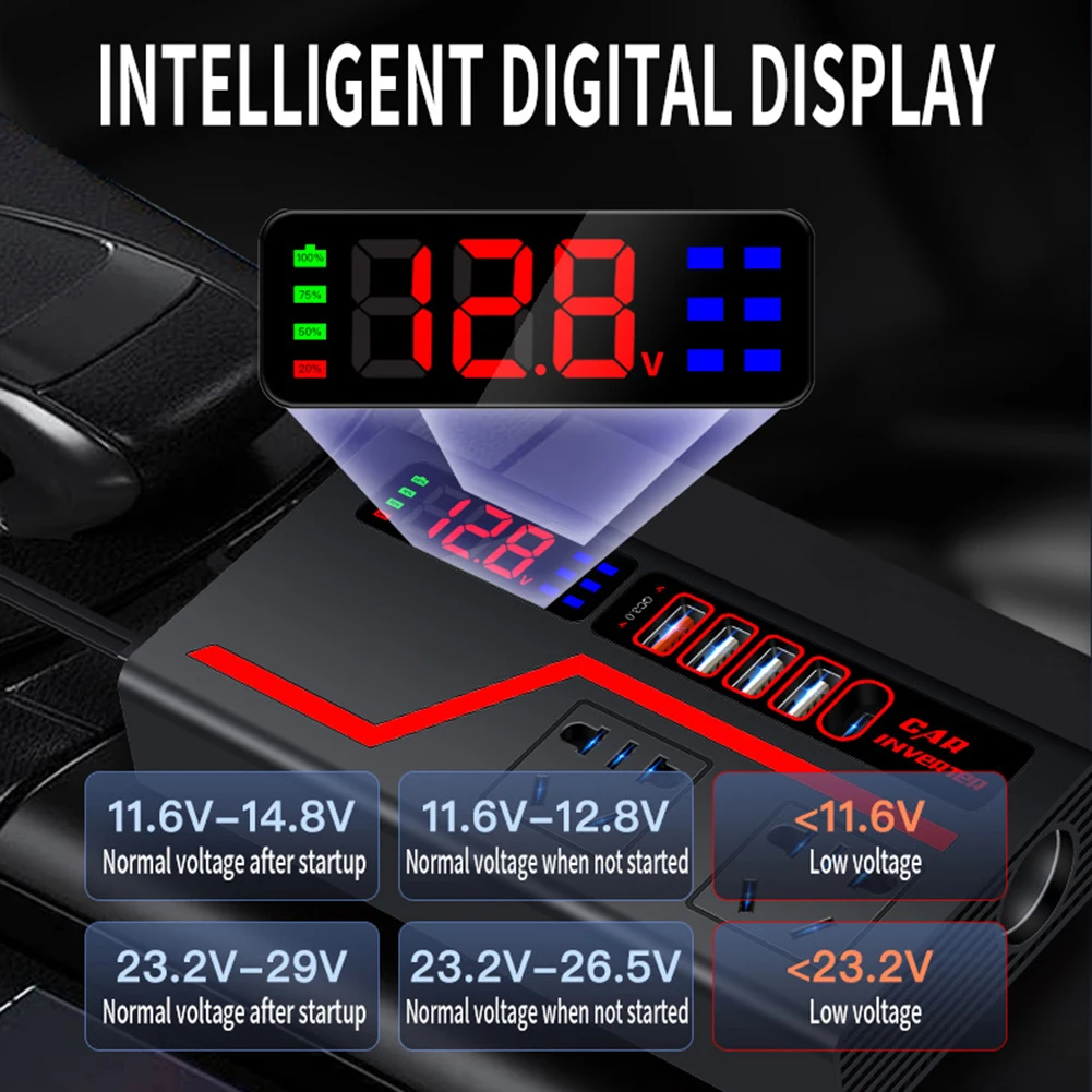 DC To AC Converter 2000W Inverter Travel Power Solution Multiple Outputs Robust Performance Safety Protection Features