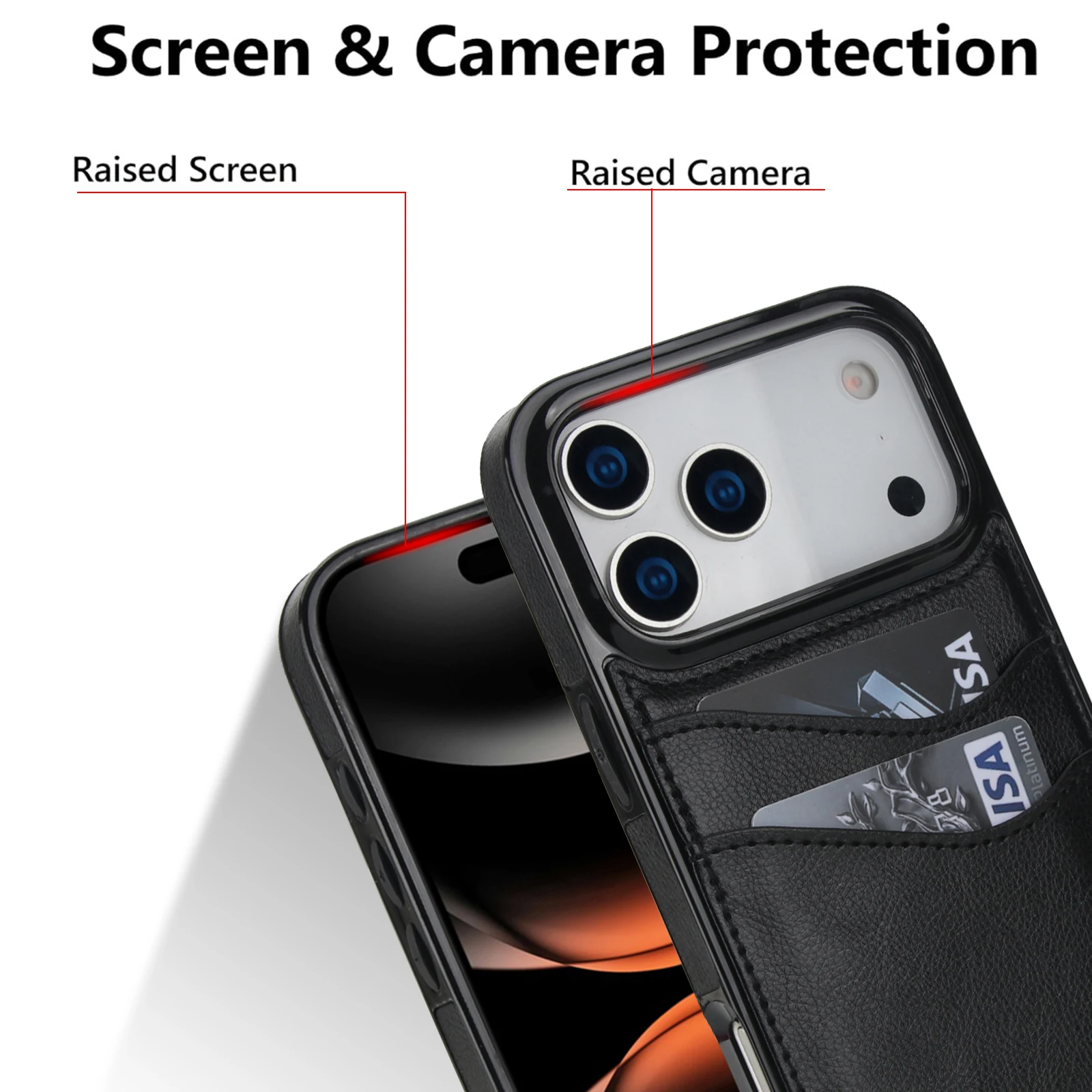 Skórzane etui na karty kredytowe, portfel, obudowa do iPhone 17 Pro Max 16e 16 15 18Pro Max, wstrząsoodporne, smukłe, matowe etui na telefon Funda — zdjęcie produktu 5