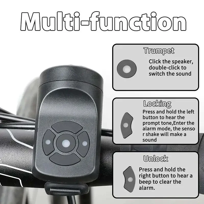 Bicycle Bell Rechargeable Bike Motorcycle Electric Anti-theft Alarm Horn Loud Alarm Ring Bell Road Cycling Accessories image 4