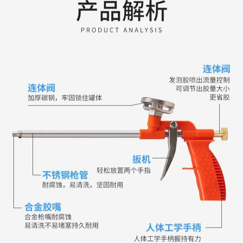 Foam Expanding Spray Gun Foaming Jet Glue Gun Metal Polyurethane Trigger Sprayer Pump Sealant Caulking Tool for House Renovation