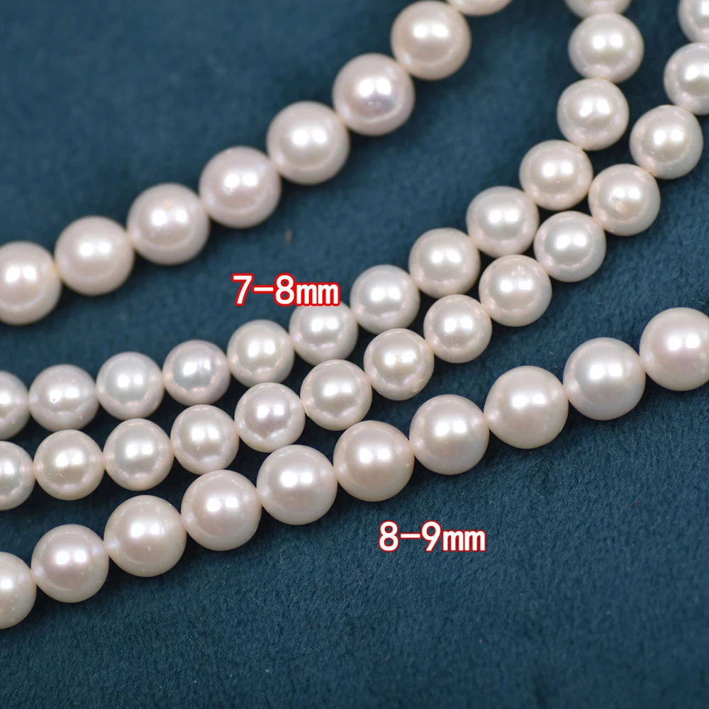 AAA Grade High Quality Round Natural Freshwater Pearls 7-8 mm Loose Fresh Water Pearls Beads For Jewelry Making (AB2043)