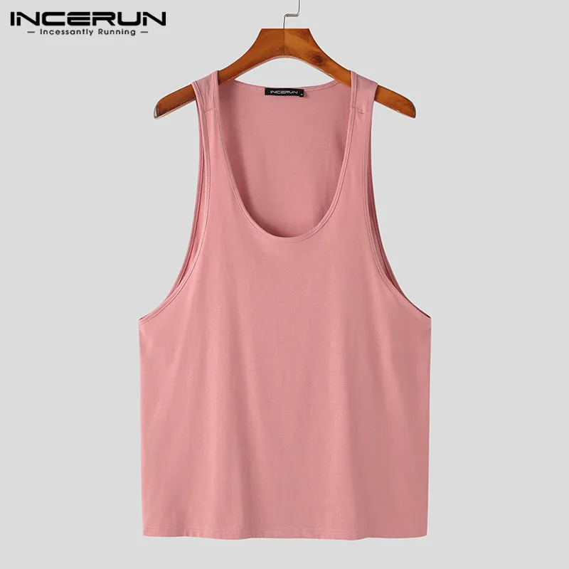 INCERUN Men Tank Tops Summer Solid Color O-neck Sleeveless Casual Vests Streetwear 2024 Breathable Stylish Men Clothing S-5XL