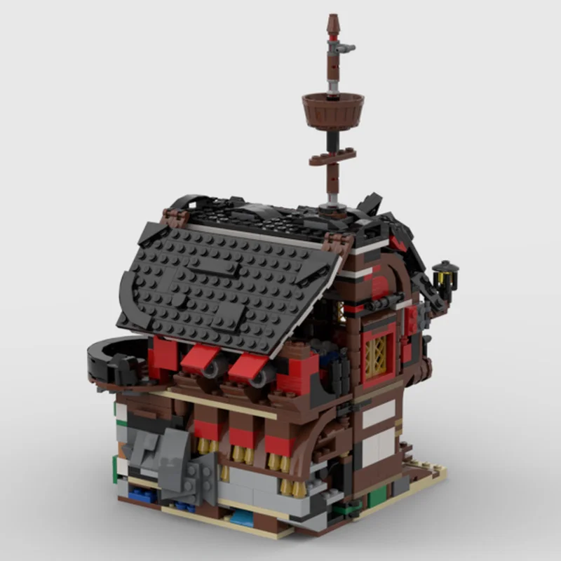 1036pcs MOC Pirate tavern black balcony Pirates Building Blocks Creative Assemble creative idea Education Christmas toy Gift