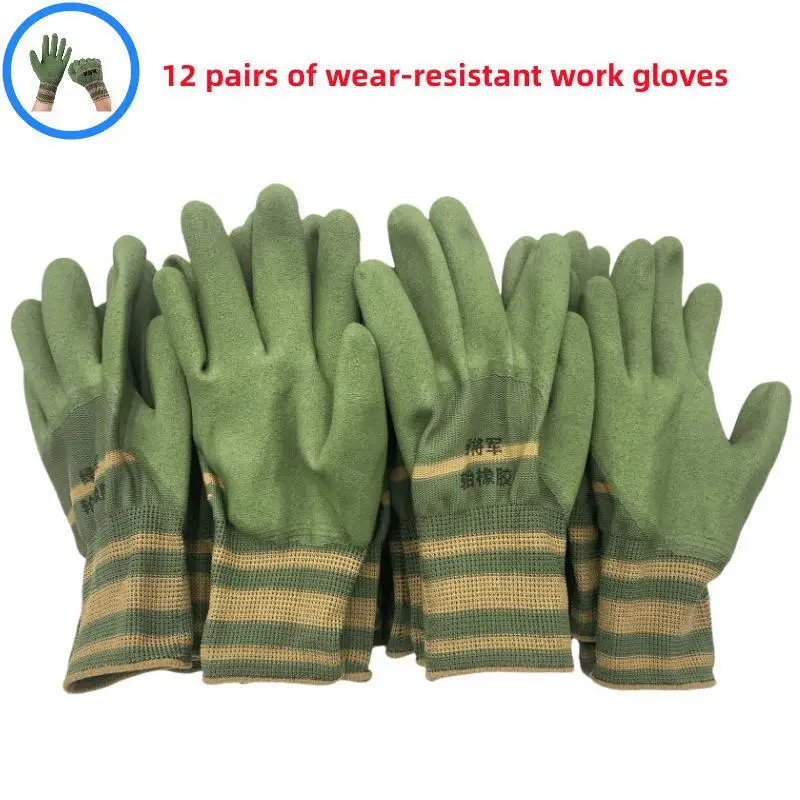 12 Pairs of Gardening Gloves, Safety Work Gloves, Maintenance Gloves, Wear-Resistant Rubber Gloves, Carpenter Maintenance Tools