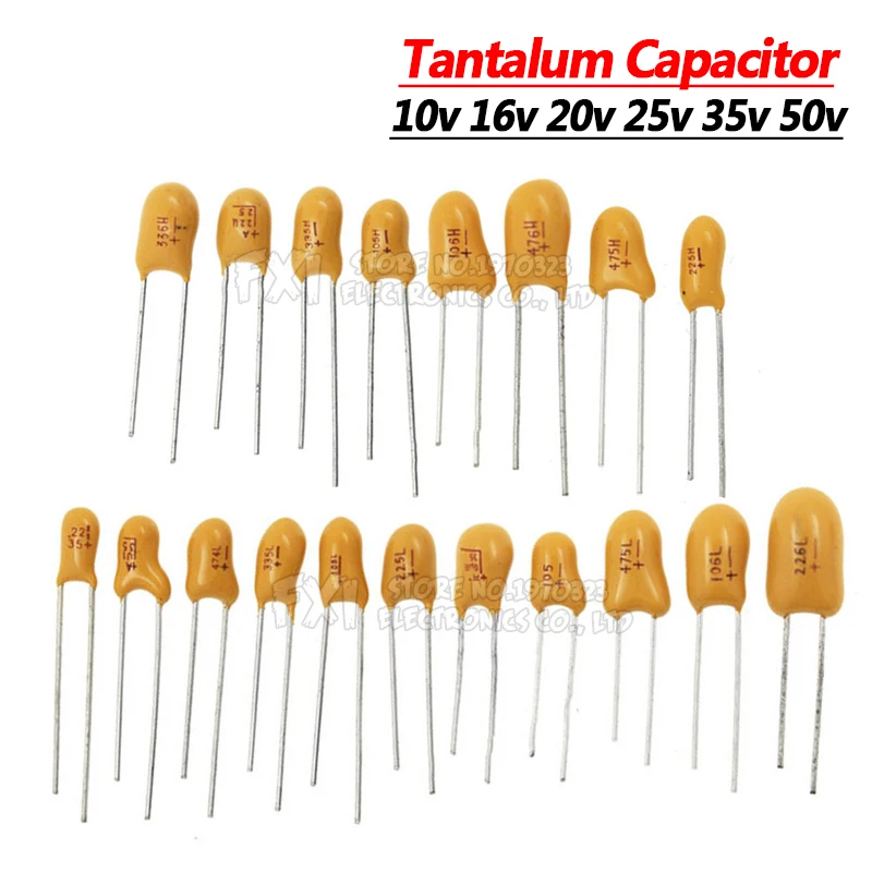 

5PCS Tantalum Capacitor 16V 20V 25V 35V 50V 0.1UF 0.22UF 0.33UF 0.47UF 100UF 220UF 1UF 2.2UF 4.7UF 10UF 15UF 22UF 47UF DIP