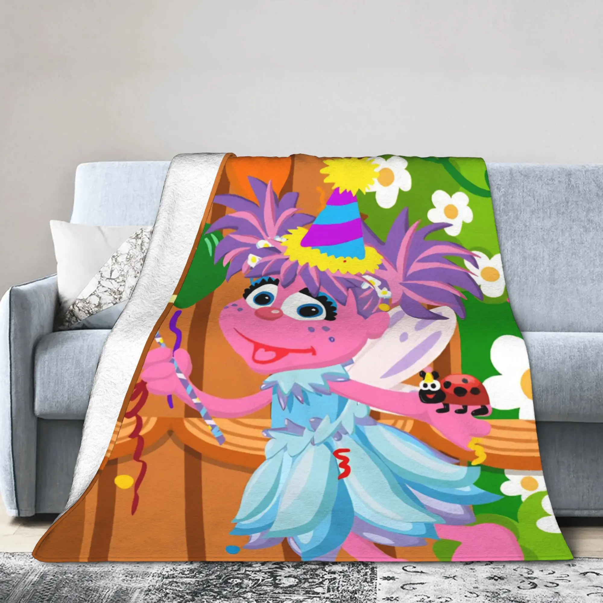 Sesames Streets Fleece Throw Blanket Abby Cadabby Blankets for Bed Car Lightweight Quilt,