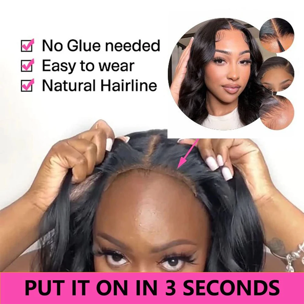 26-calowe peruki bezklejowe Pre Plucked Pre Cut Easy To Wear Glueless Wig 4x4 Lace Closure Wigs Synthetic Body Wave HD Lace Front Wigs