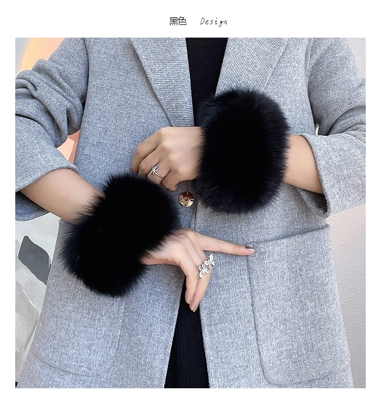 Winter Decorative Women Furry Bracelet Slap On Real Fox Fur Cuffs CX-A-11