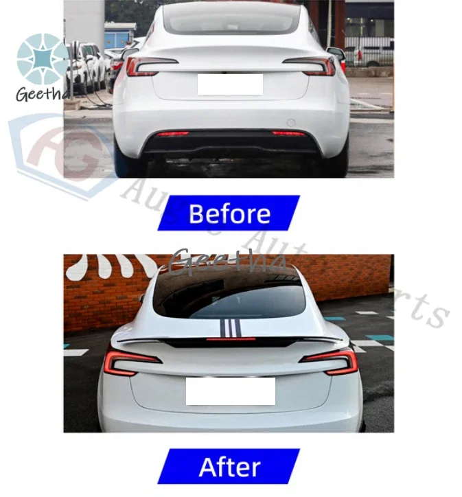

ABS Carbon Fiber ABS Material Rear Spoiler With LED Light for Tesla Model 3 Model Y