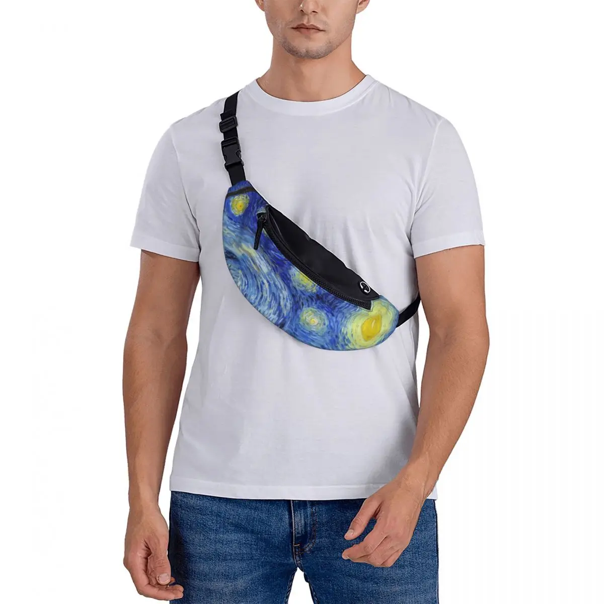 Vincent Van Gogh Starry Night Fanny Pack pour hommes et femmes, sac à bandoulière personnalisé, sac de taille, peinture artistique, cyclisme, camping, téléphone, poudres d'argent