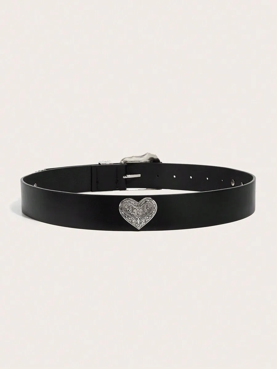 1pc Women's Embossed Western Cowgirl Style Pu Leather Beaded Decorative Belt, Suitable For Daily Wear Halloween Valentine's Day