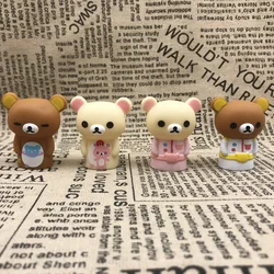 Sanrio Rilakkumas Action Figures Cute White Bear Model Toys Relax Bear Doll Cartoon Desktop Ornaments Collectible Toy Kids Gifts