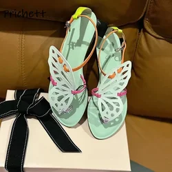 Butterfly Hollow Sandals Patchwork Flip Flops Ankle Band Round Toe Flat with Buckle Shoes Women's Summer Fashion Elegant Shoes