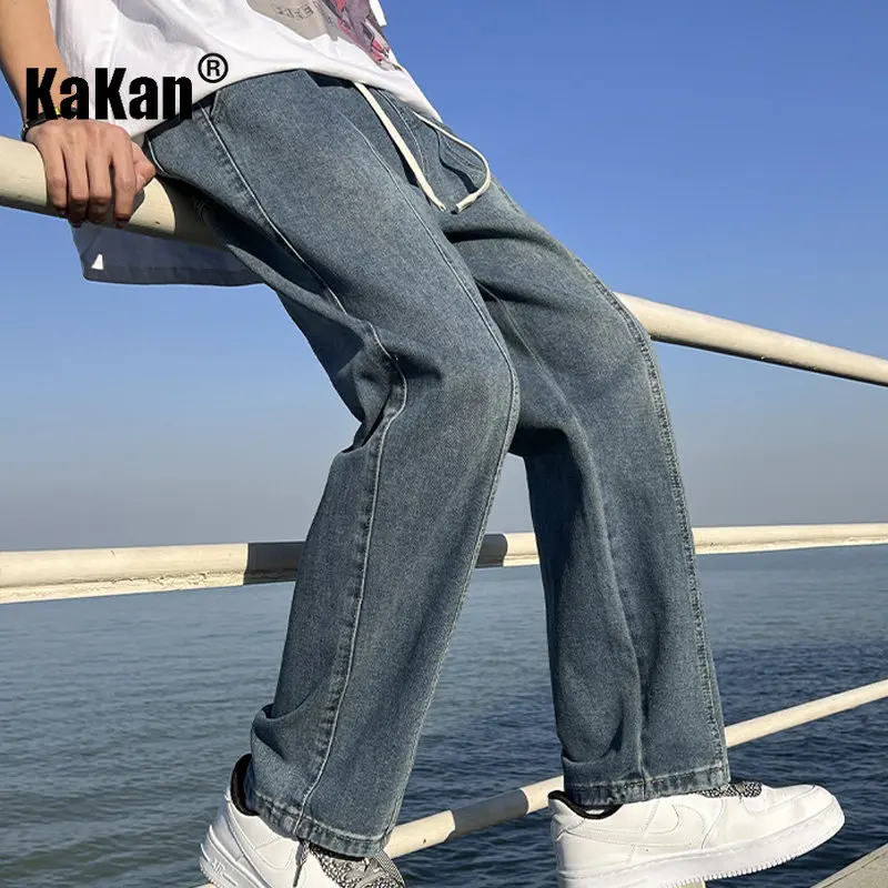 Kakan - Jeans vintage graduali da uomo europei e americani, design ampio e dritto, jeans lunghi casual a gamba larga K24-KJ607