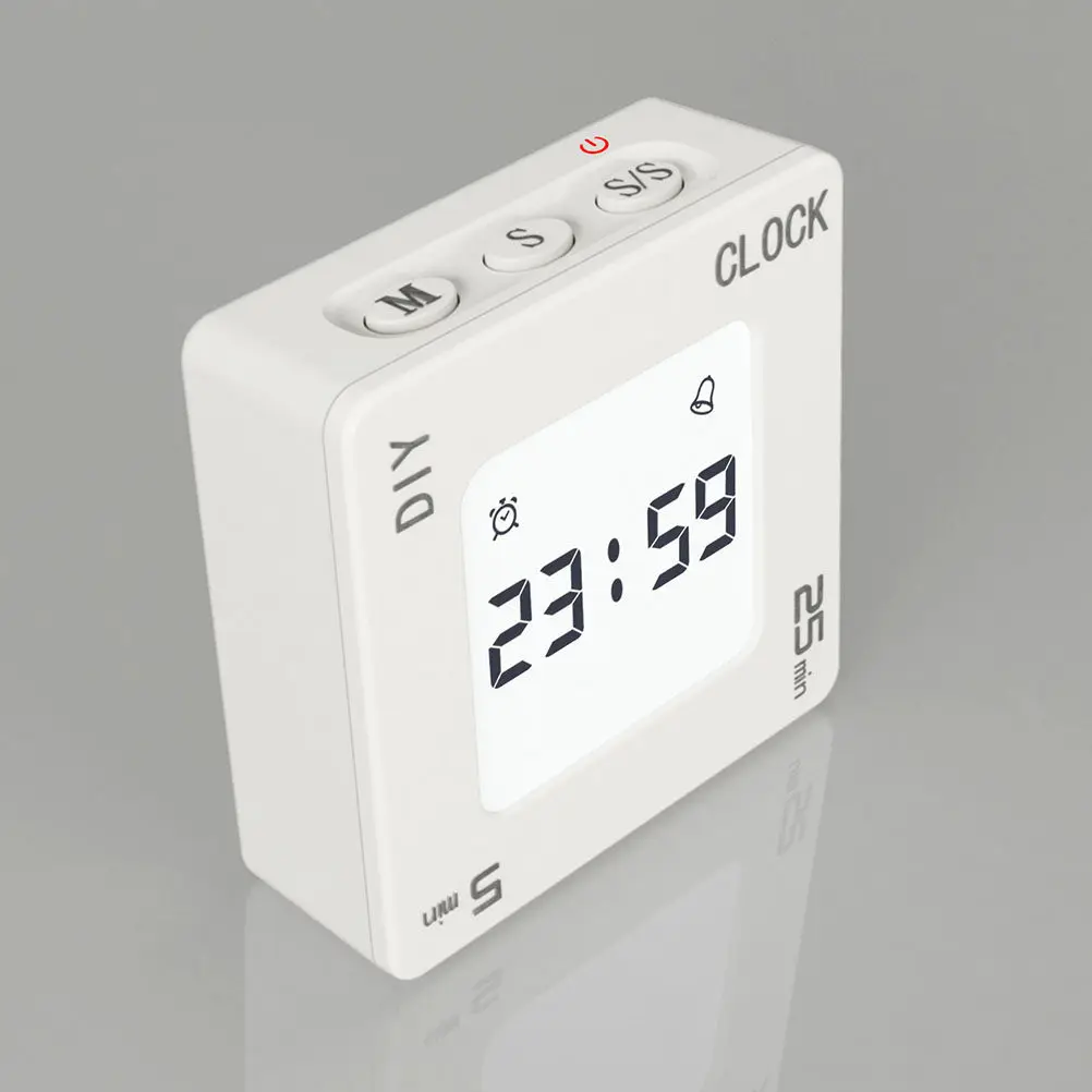 Portable Mini Timer Alarm Clock Management Square Electronic Countdown Clock Vibrating Reminder for Home Kitchen