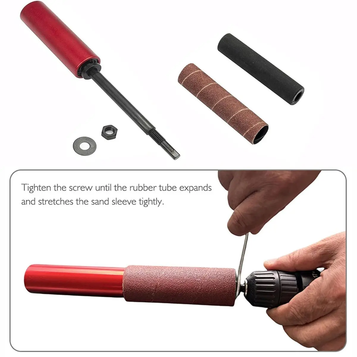 PHONE&GEAR Spindle Sander Drum Sander Set Hand-Held Rubber Sanding Drum Held Rubber Sanding Drum for Metal Wood Glass Stone