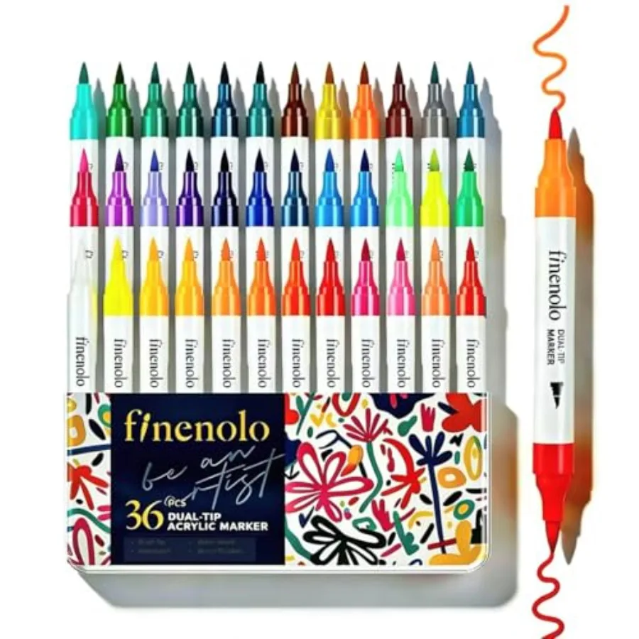 

Набор акриловых маркеров 72 цвета, 36 двусторонних маркеров с кисточкой, акриловые ручки на водной основе для рисования на камне, дереве, ткани, стекле, керамике