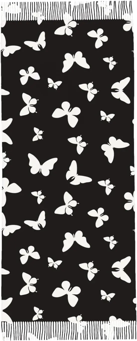 여성용 스카프 화이트 데이지 플로럴 수채화 꽃 그레이 스카프 태슬 스카프 가을 겨울 숄 랩 선물 일상 여행 사무실용