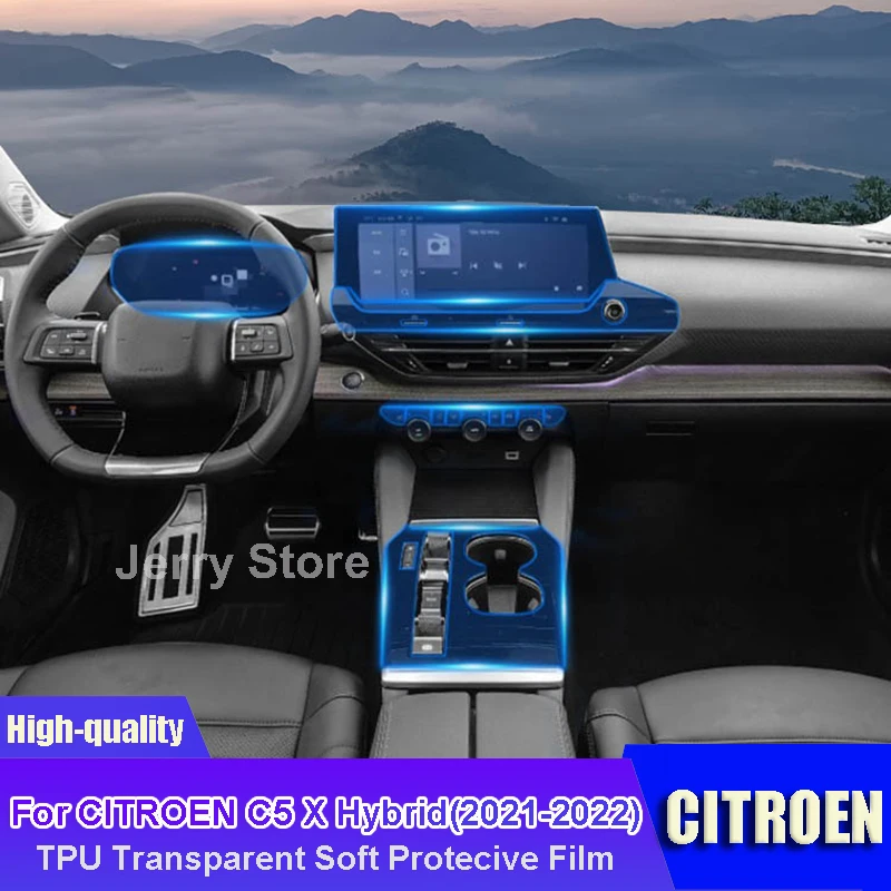 

For CITROEN C5 X Hybrid (2021-2022) Car Interior Center Console Transparent TPU Protective Anti-scratch Repair Film Car Sticker