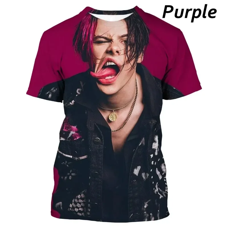 Fashion Casual Men's Singer Yungblud Mens 3D Print T-shirt Hip-hop Harajuku Street Personality Oversized T-shirt Short-sleeved