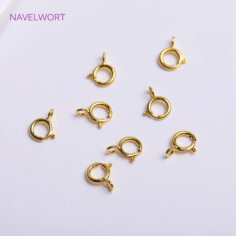 

5mm Sterling Silver 18K Gold Plating Round Claw Spring Clasps Hooks Bracelet Necklace End Connectors DIY Jewelry Making Findings