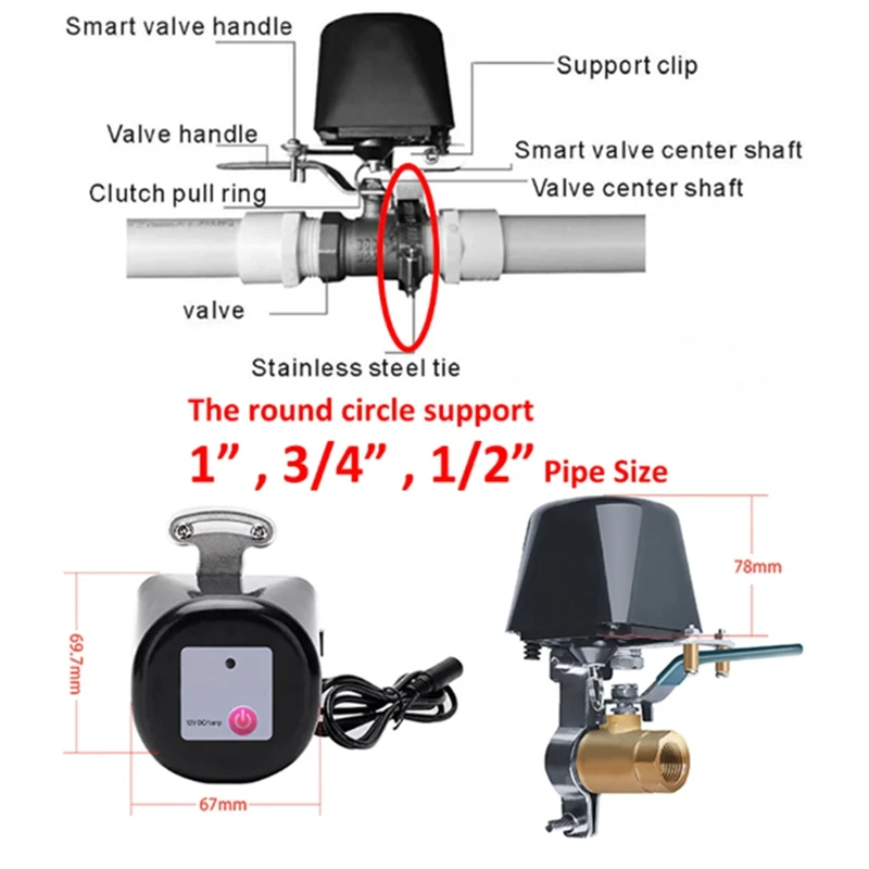 Tuya Smart Zigbee 3,0 Válvula de agua, válvula de Gas, interruptor de válvula mecánico, Control de válvula Bluetooth