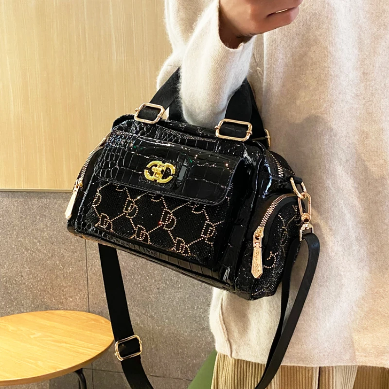 Ita Bag Shining Sequines Satchel Handbag Real Leather Top Handle Tote Bag Shoulder Crossbody Bolsas Designer Luxury Sacs