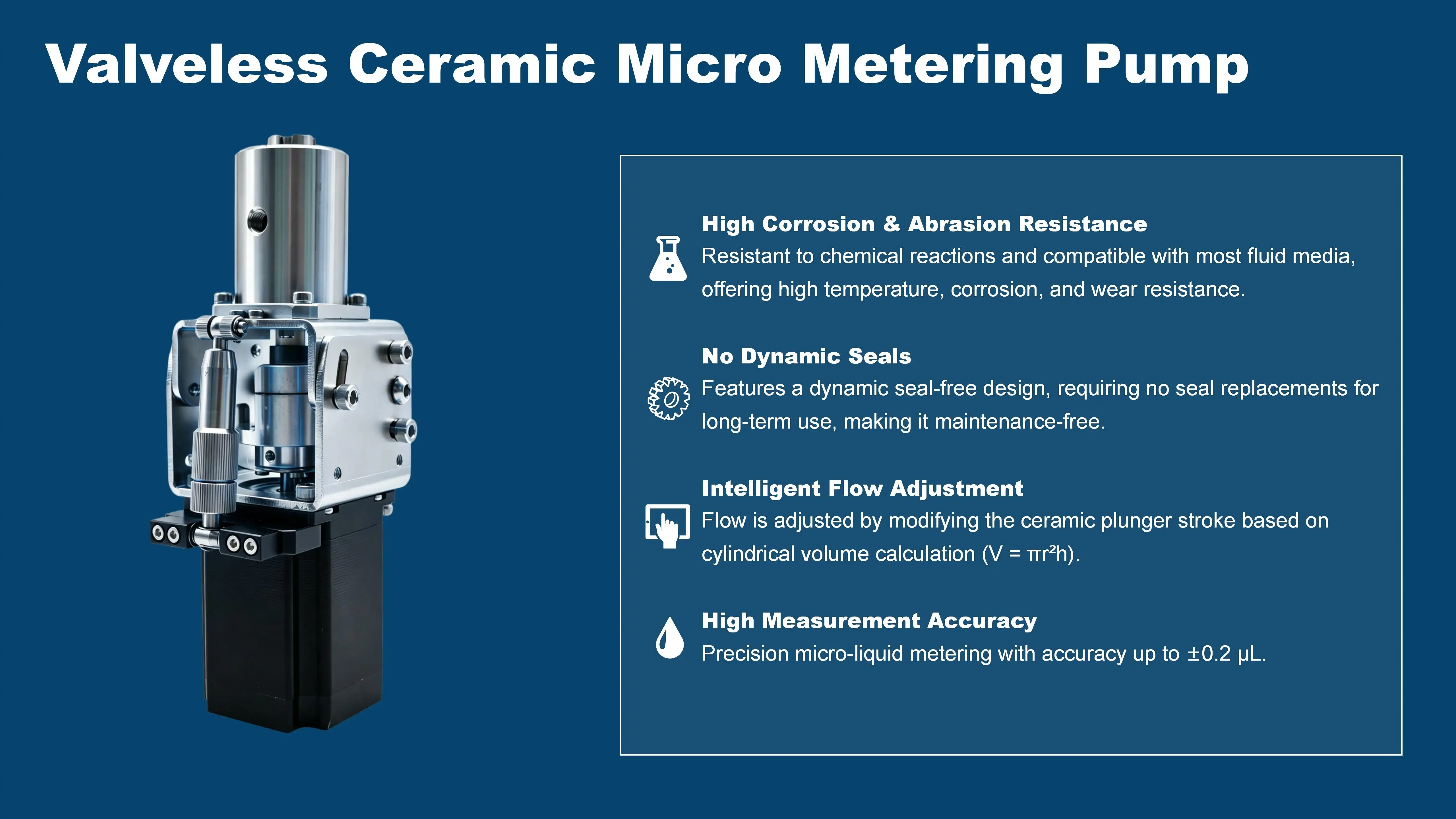 Ultra Precision Ceramic Metering Pump for Small Volume Liquid Distribution Lab Equipment