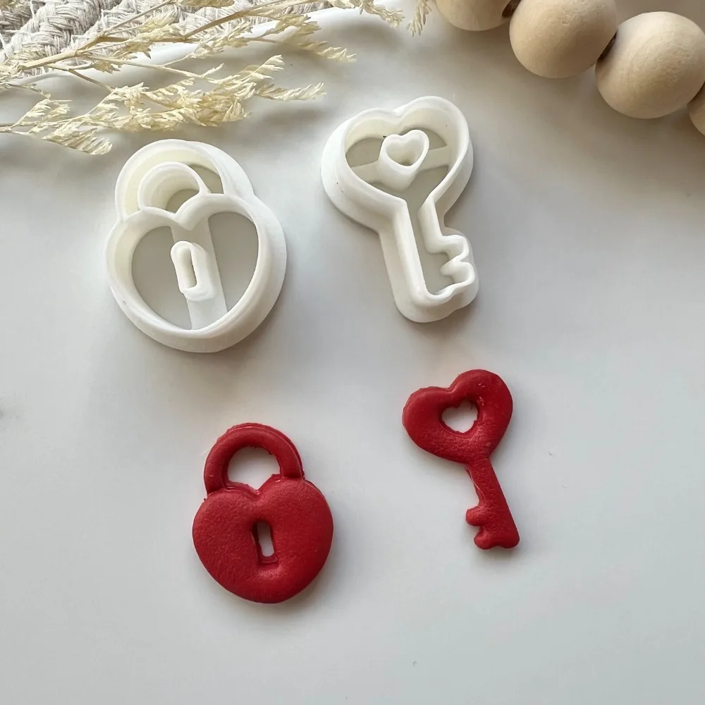 2pcs/set Love Lock & Key Polymer Clay Cutters Wedding Party Gift Earring Mold Valentine's Day Jewelry Making Supplies