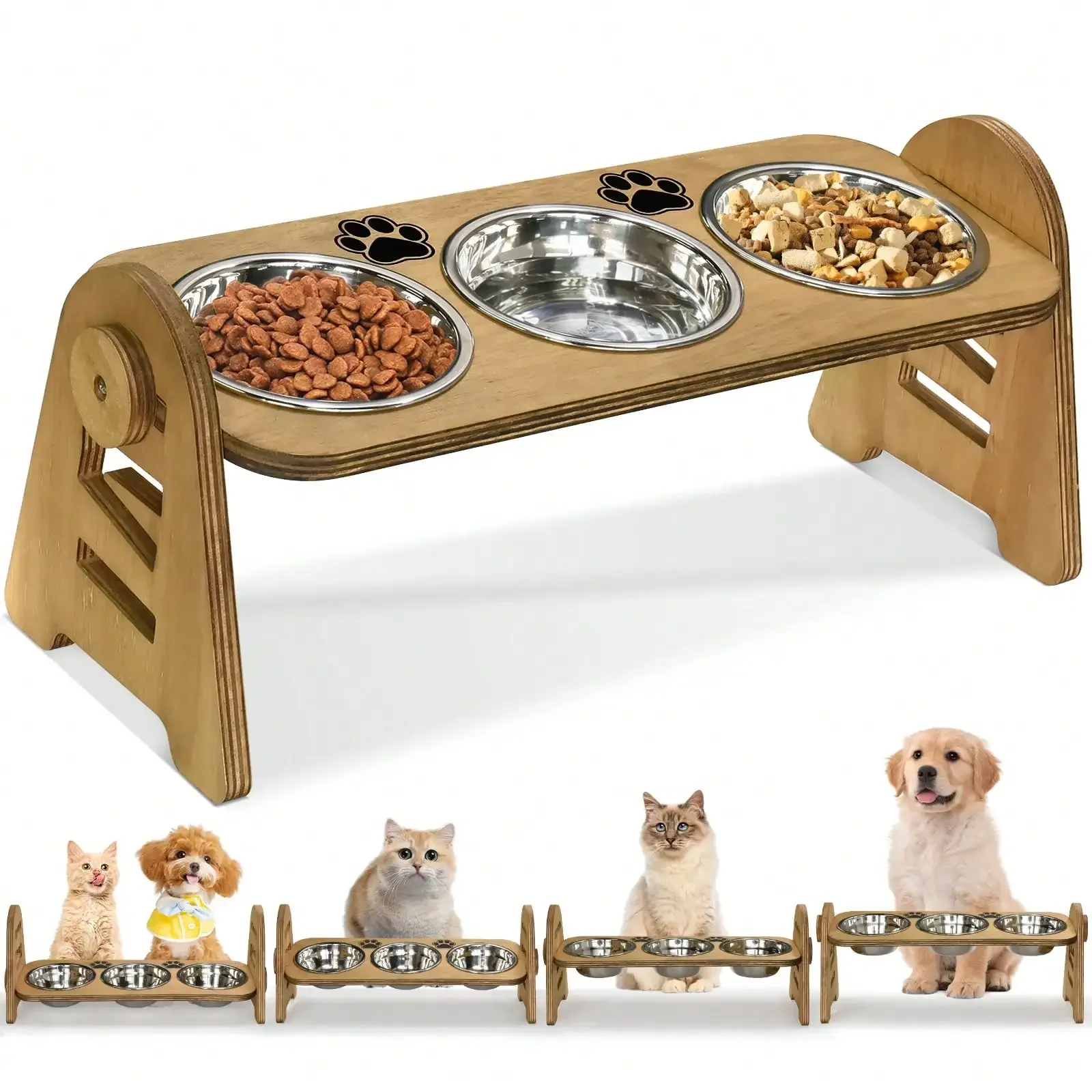 

Миска для кошек и собак, регулируемая по высоте, подходит для домашних кошек и маленьких собак, с 3 мисками из нержавеющей стали, для кошачьего корма и...