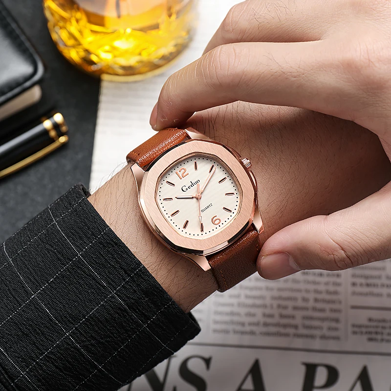 Simple Casual Leather Strap Men Sports Watch Quartz Elegant Men Wristwatch męski zegarek reloj hombre Montre Homme 시계 นาฬิกาชาย