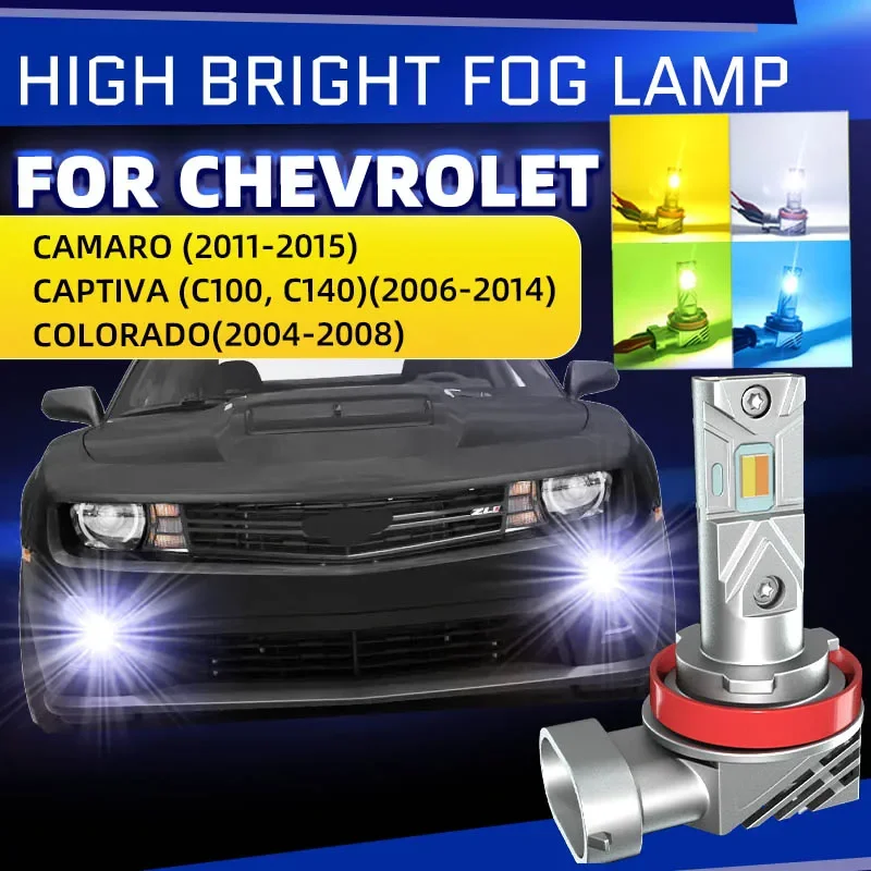 2pcs Car LED Front Fog Lights Bulbs Dual Colors Switchback White Yellow For Chevrolet Camaro Captiva Sport C100 C140 Colorado