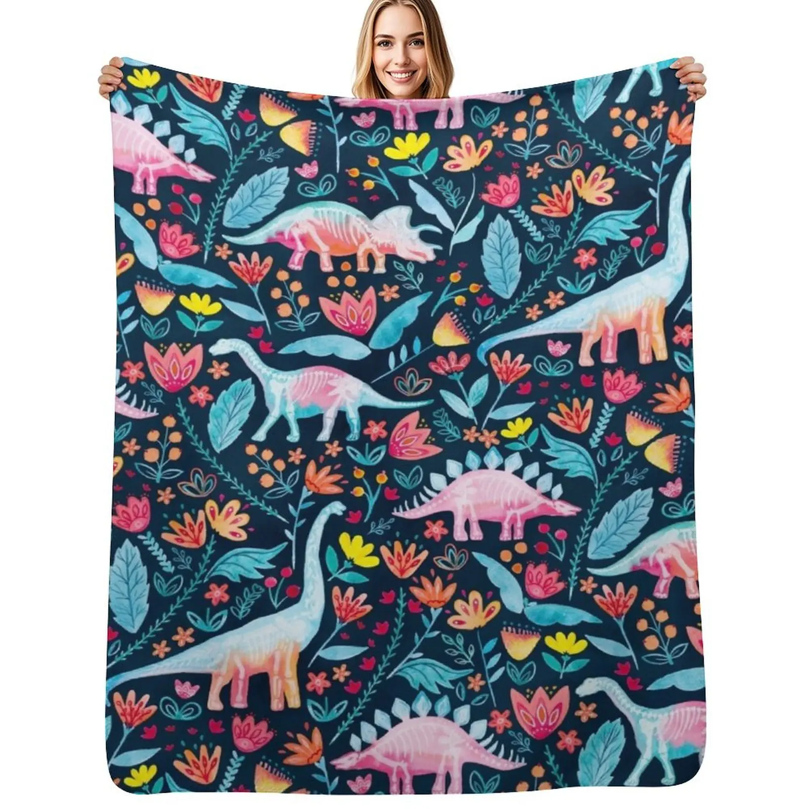 

Dinosaur Delight Throw Blanket Thermals For Travel Multi-Purpose Sofas Retros Blankets