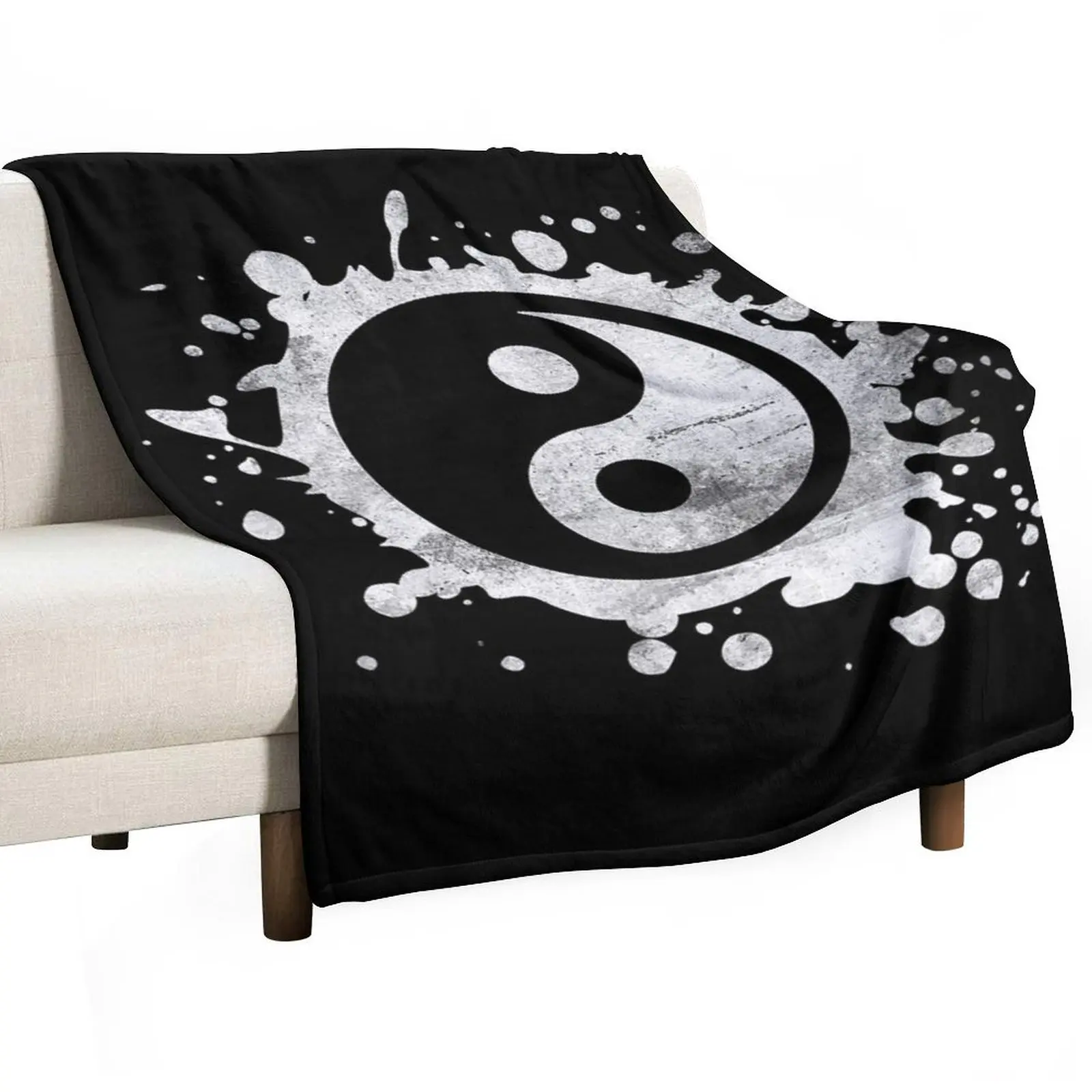 

Distressed Yin Yang Feng Shui Ying Yang Taoism Zen Buddhism T-Shirt Throw Blanket Summer Beautifuls Blankets
