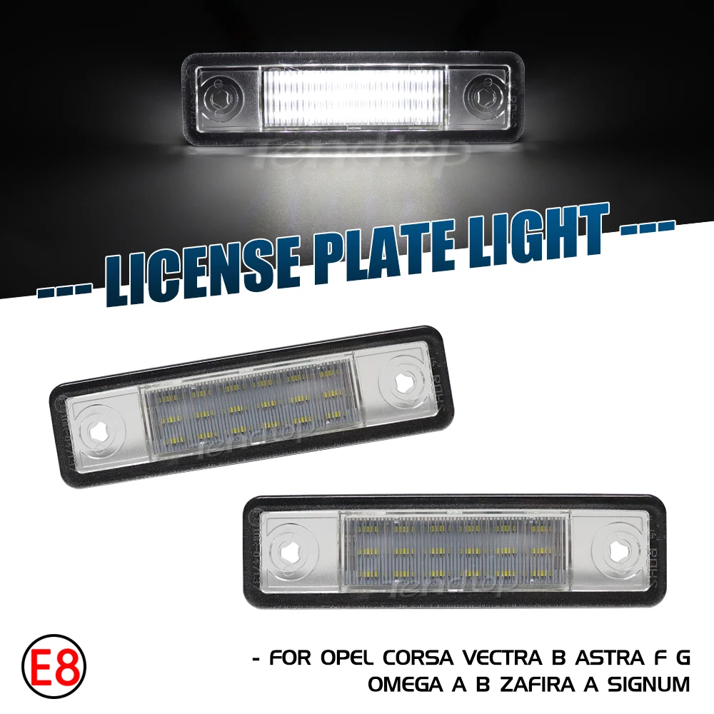 2x 12V White Number Tag Lamp LED License Plate Lights For Vauxhall For Opel Corsa B Astra F G Omega Zafira A Signum Vectra B