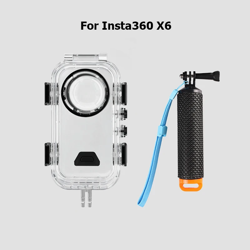 Für Insta 360 X6 Unsichtbares Tauchgehäuse Wasserdicht 60M Tauchschutzgehäuse Schwimmender Handgriff für Insta360 X6 Zubehör