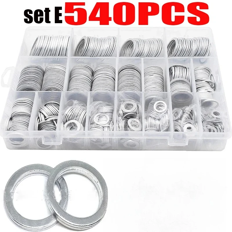 Aluminum Flat Washer Combination Kit 540pcs Washer  Gaskets High temperature and corrosion-resistant aluminum gasket