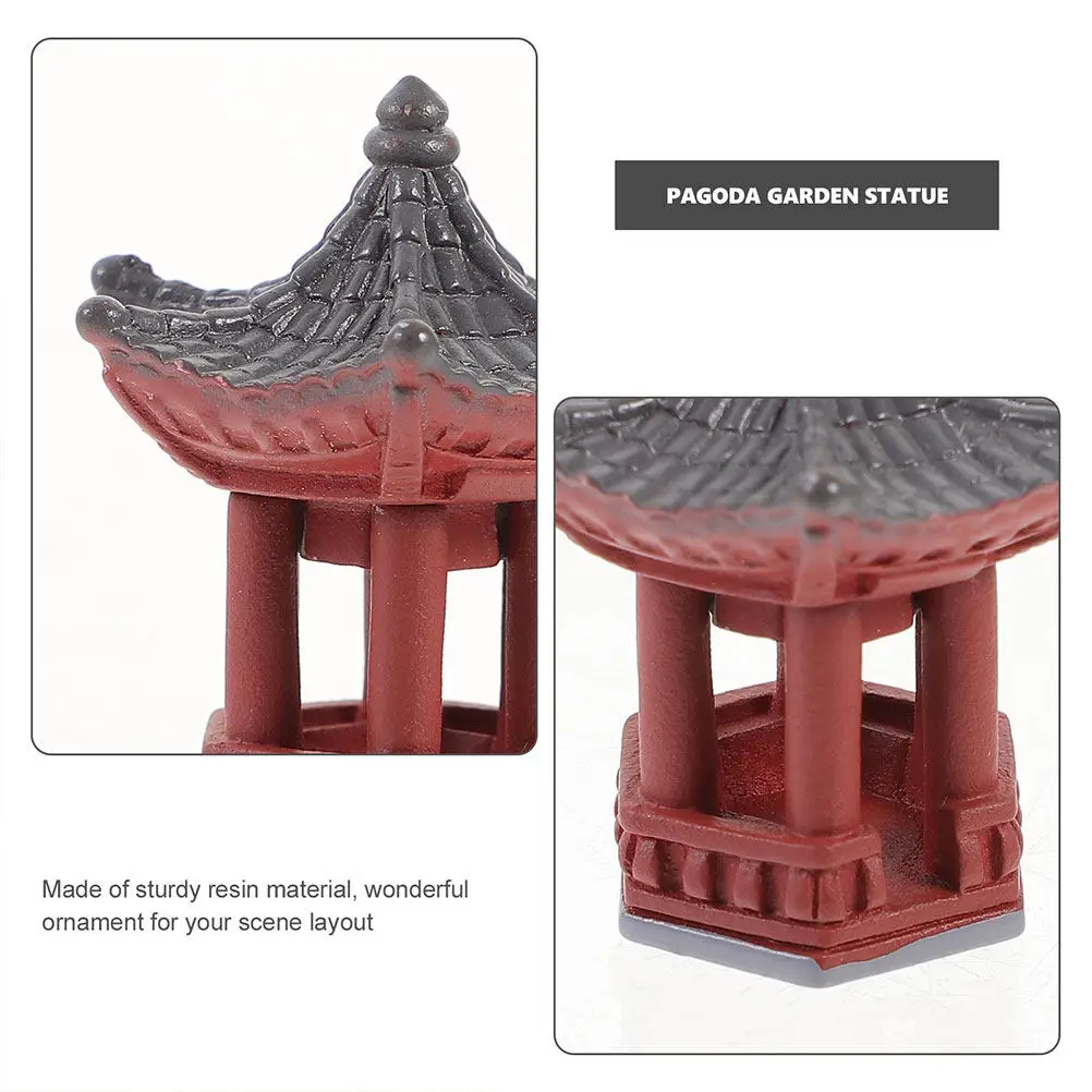 6Pcs Mini Pavilion Statues Japanese Pagoda Miniature Garden Ornaments Zen Decorative Figurines for Desktop Micro Landscape