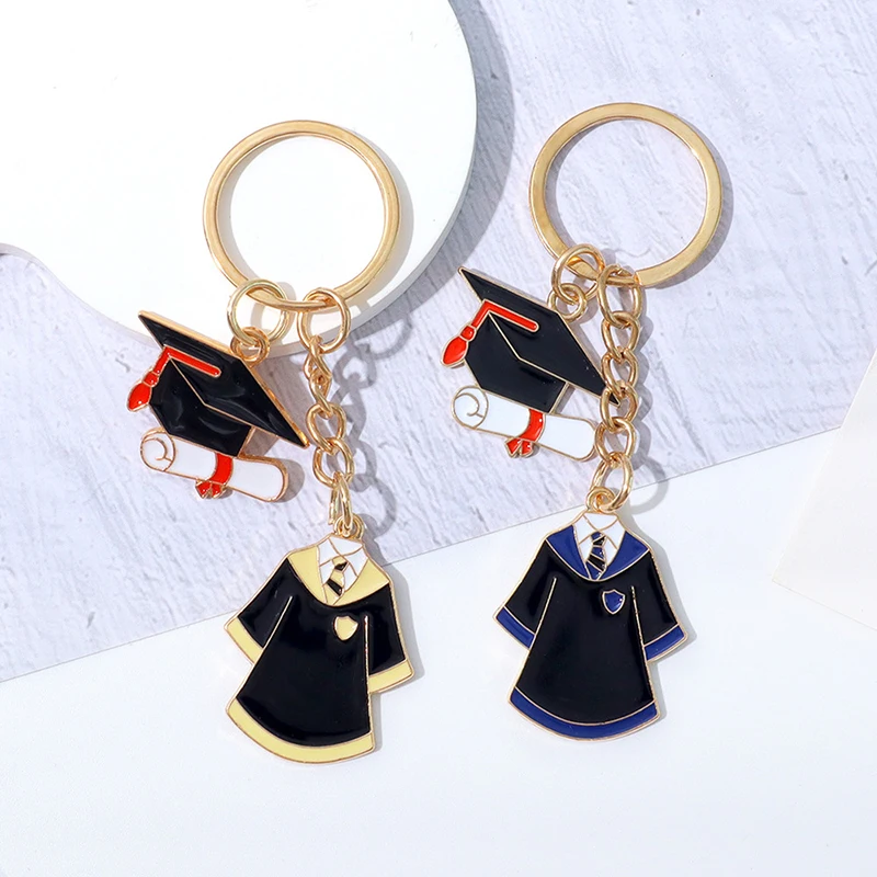 Creative Bachelor Uniform Keychain Multicolor Metal Key Ring For Students Graduation Memorial Gifts Backpack Phone Case Pendant