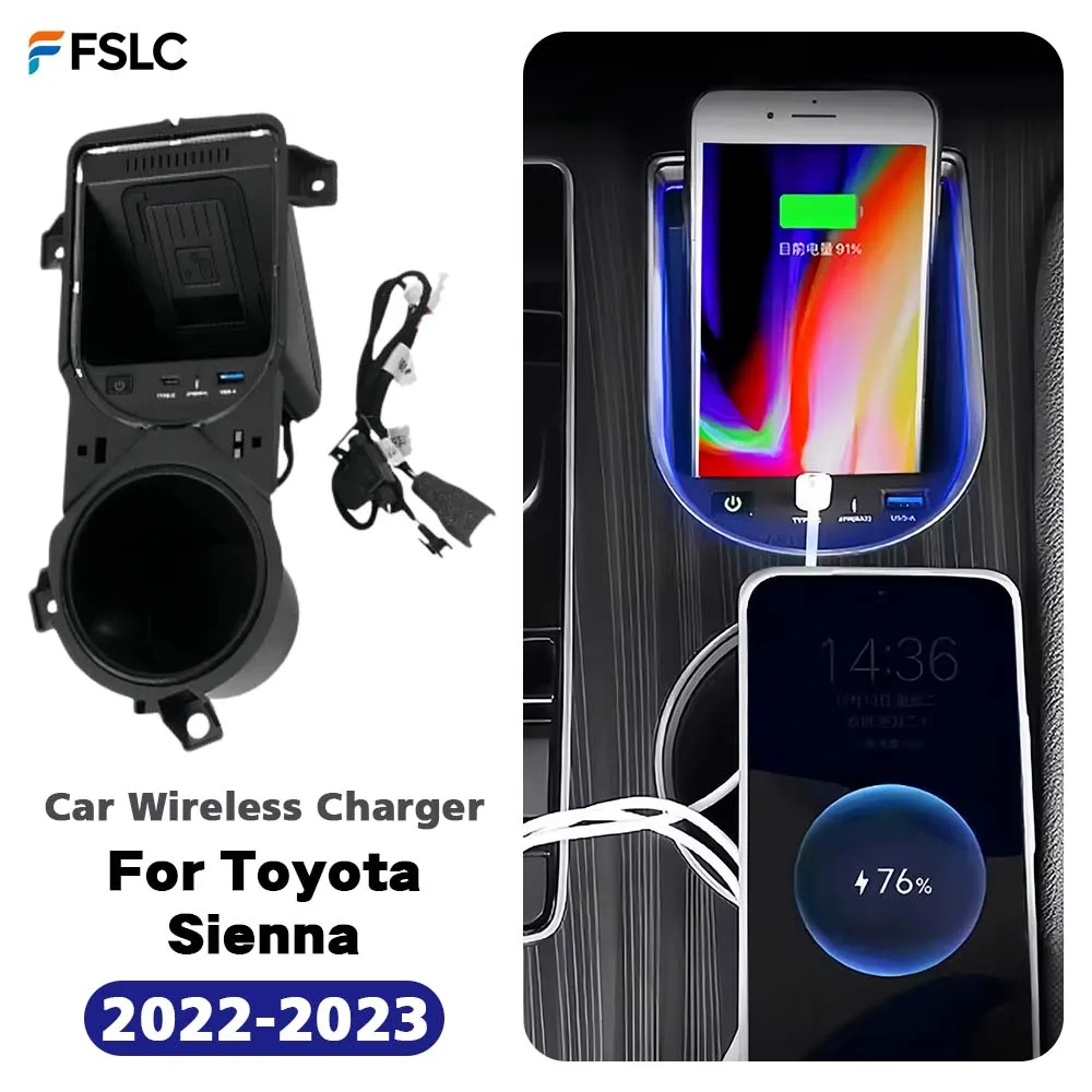 

⭐Genuine⭐ Auto Parts 15W Fast Car Wireless Charger For Toyota Sienna 2022-2023 Compatible With All Phones Non-Qi Models