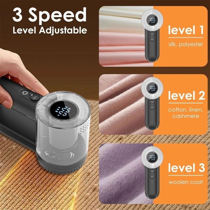 ファブリックシェーバー 電動糸くずリムーバー 充電式糸くずシェーバー セーターデフザーで毛玉を除去 3モード LEDディスプレイ