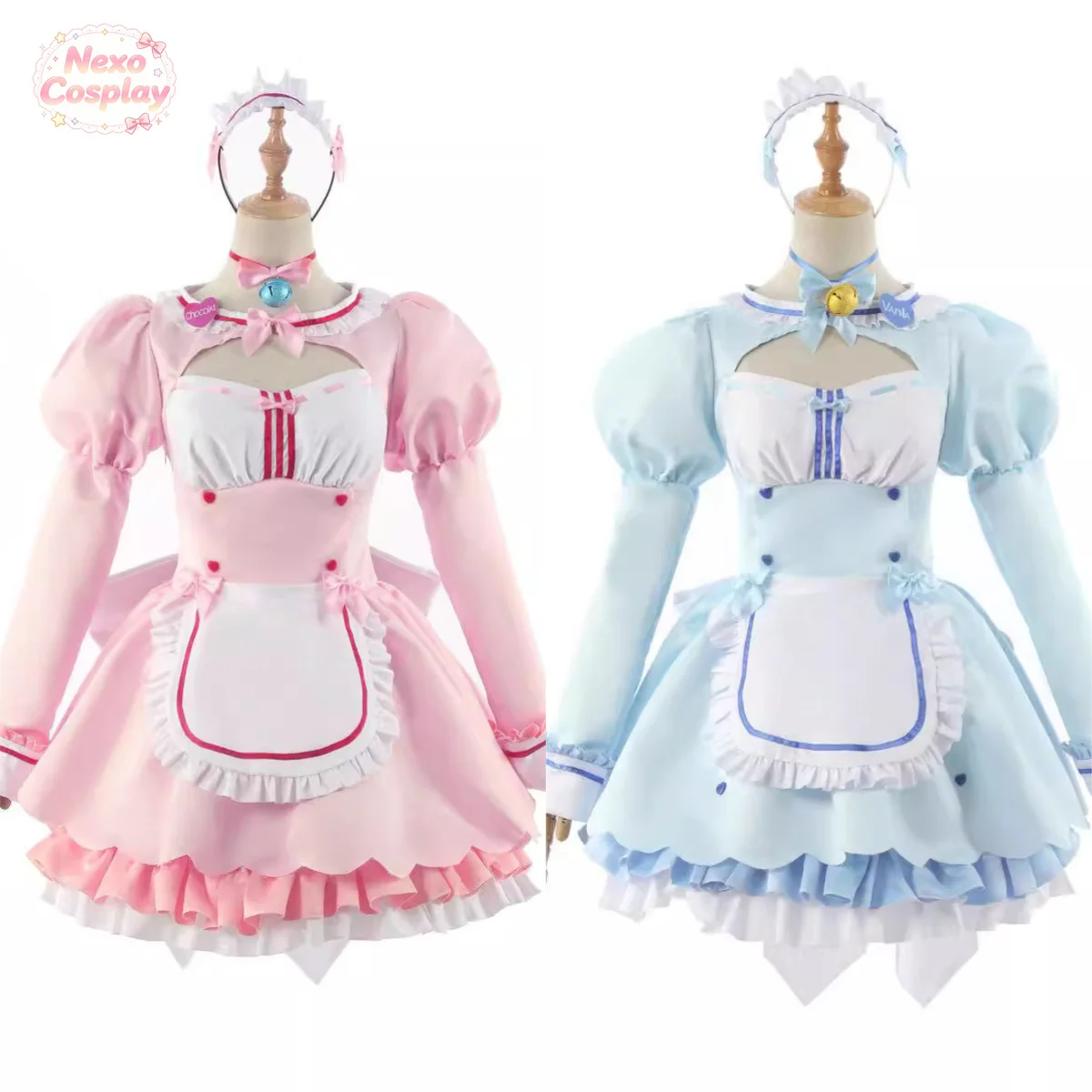 costume-de-cosplay-nekopara-chocola-vanilla-robe-de-demoiselle-d'honneur-ensemble-complet-nexocosplay