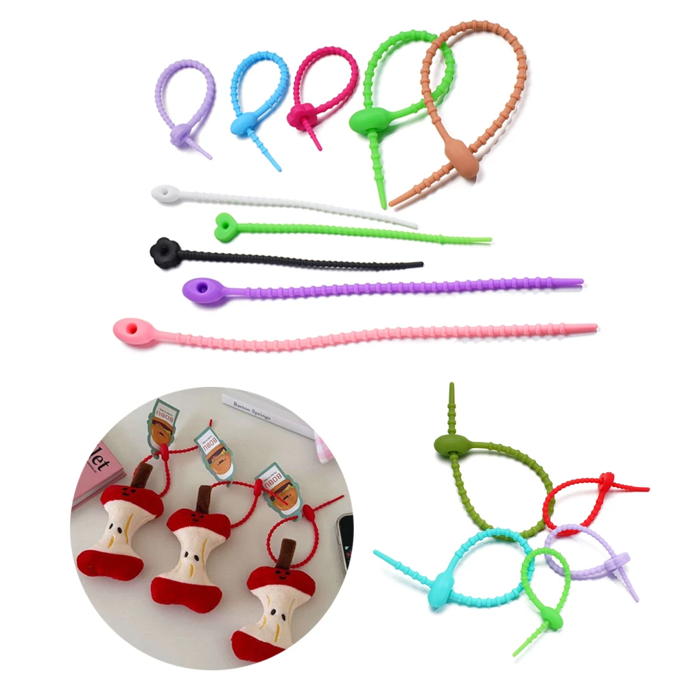 5pcs/lot Adjustable Colorful Bag Resin Hung Cord Keychain Card Hooks Ropes For DIY Handbag Bag Key Jewelry Making Supplies