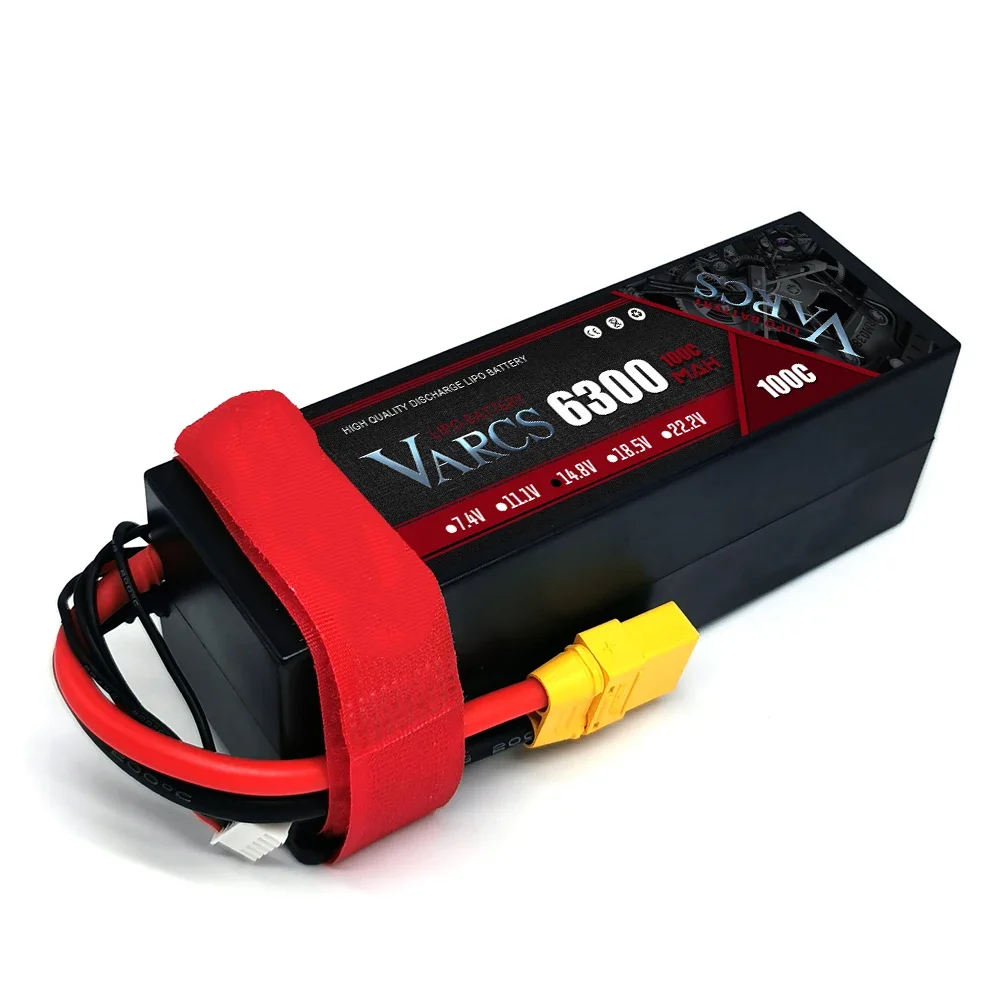 VARCS 2S 3S 4S Lipo 배터리, XT60 EC5 TRX T/DEANS XT90 XT150 플러그 하드 케이스, 1/8 버기 RC 자동차 보트 비행기용, 6300mAh 100C