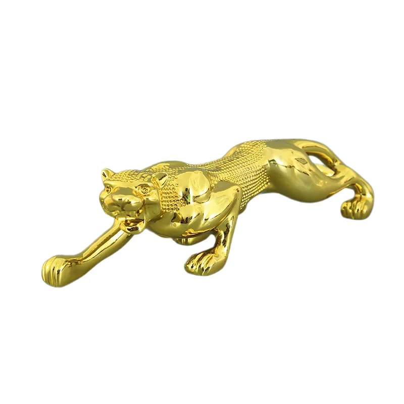 

Electroplated leopard resin handicraft ornament car interior living room office desktop decoration gift