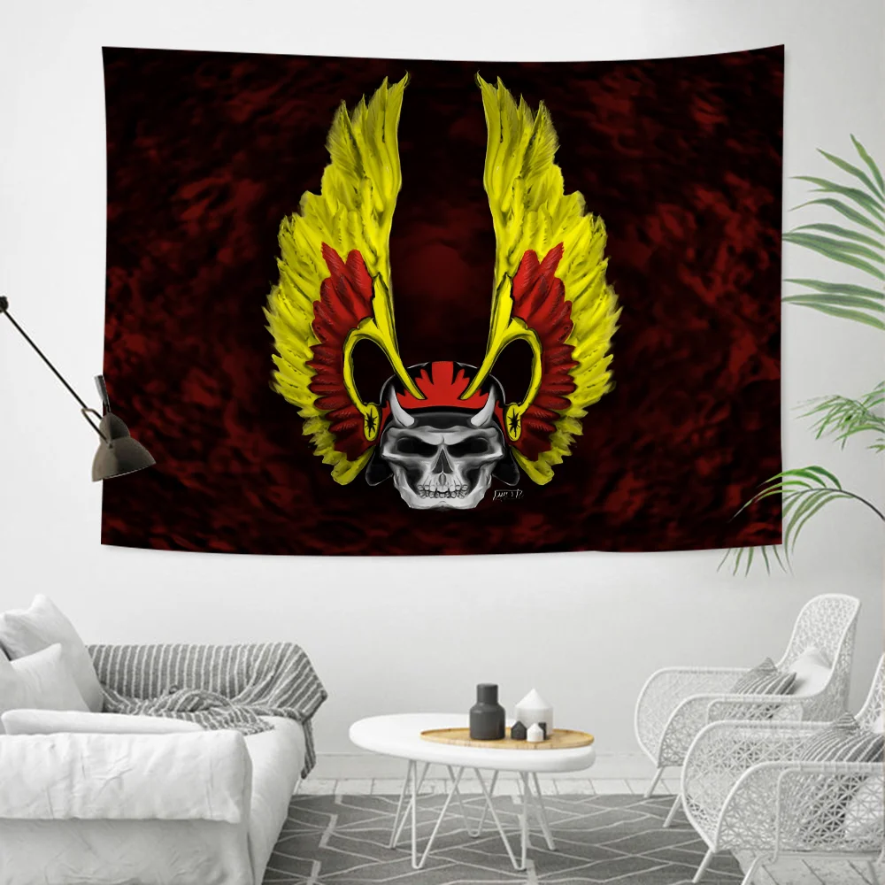 H-Hell-Angel logo Printed Large Wall Tapestry Hanging Tarot Hippie Wall Rugs Dorm Art Home Decor